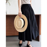 KYLETHOMASW  -  Elegant High-Waisted Pink A- Line Skirt Sweet Umbrella Design Sensibility Plenty of Pleats Medium-Length Women's Fashion
