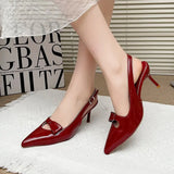 KYLETHOMASW  -  New Design Backless Bow Women High Heels Sexy Pointed Thin Heel Stripper Plus Size 35-43