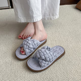 KYLETHOMASW  -  Summer New Slippers Female Casual  Rhombus Platform Slippers Fashion Plaid Flat Sandals Slipper Outdoor Shoe