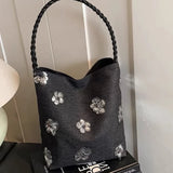 KYLETHOMASW  -  Korean Office Lady Patchwork Flower Shoulder Bags Fashion All Match Women's Handbags Casual Y2k Aesthetic Vintage Underarm Bag