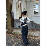 KYLETHOMASW  -   Black Womens Jeans High Waist Vintage Hip Hop Straight Baggy Denim Pants Street Y2K American Style Wide Leg Denim Trouser