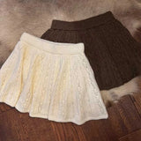 KYLETHOMASW  -  Streetwear Knitted Mini Skirt Women Fashion Hollow Out Ball Gown Skirts Autumn Winter Gyaru Harajuku Korean Loose Faldas