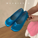KYLETHOMASW  -  Novelty satins Leather bowknot Split Toe flat shoes woman mary janes Japanese trotters flats Tabi ninja loafers women Moccasins