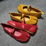 KYLETHOMASW  -  Women's Suede Mary Jane Flats Strap Design Split - Toe Comfortable Casual Shoes Stylish Daily/Lounge Footwear