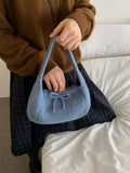 KYLETHOMASW  -  Korean Simple Knitted Shoulder Bags Sweet Y2k Aesthetic Casual Underarm Bag Streetwear Ins Bow Purses and Handbags Y2k Aesthetic