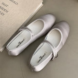 KYLETHOMASW  -  Comfort Satin Soft Sole Ladies Mary Jane Shoes Fashion Round Toe Shallow Women Flats Elegant Buckle Prom Designer Ballet Shoes