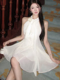 KYLETHOMASW  -  Elegant Sleeveless Y2K Mini Dress Women Korean Fashion Vintage Lady One Piece Clothing Evening Party 2024 Summer New