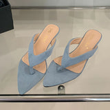 KYLETHOMASW  -  New In Fashion Pointed Toe Women Wedges Slippers Female Flip flops Slides Ladies Low Heel Wedges Slippers Sandals Shoes Pumps