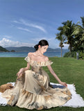 KYLETHOMASW  -  Floral Prints Midi Dresses for Women Vintage Fashion Elegant French Clothing Casual Holiday Beach Party Summer New