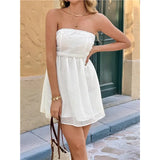 KYLETHOMASW  -  Summer Strapless Dresses For Women - Boho Floral Print Beach Sundress Cover Ups