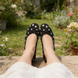 KYLETHOMASW  -  Luxury Designer Ballet Flats Women Bow Decoration Polka Dot Pleated Design Dress Shoes for Girls Elegant Party Mary Jane Shoes