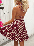 KYLETHOMASW  -  Women's Dresses New Summer Sexy V-neck Backless Sleeveless A-Line Dress Fashion Bandage Halter Female Club Party Elegant Dresses