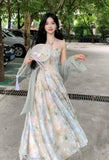KYLETHOMASW  -  New Design Large Size Women's Dress Set Neck Hanging Strap Dress Meat Hiding Cardigan Unique And Beautiful Casual Wear