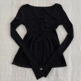 KYLETHOMASW  -  Y2K Pink Off Shoulder Long Sleeve Tops Women Letter Print Cute Sexy Shirt Solid Casual Aesthetic Joker Match Retro Clothing
