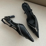 Kylethomasw Pointed Toe Mules Pump Women Zip Design Slingbacks High Heels Female Footwear Fashion Summer 2025 Elegant Brand Shoes Women