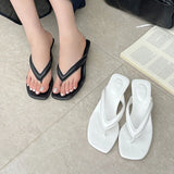 KYLETHOMASW  -  Street Style Fashion Thin Low Heels Slippers Square Head Clip Toe Sandals Female Mules Slides Shoes Beach Flip Flops