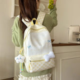 KYLETHOMASW  -  All Match High-capacity Backpack Women Students Travel Schoolbag Sweet Y2k Aesthetic Letter Print Dots Plaid Patchwork Backpacks