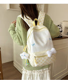 KYLETHOMASW  -  All Match High-capacity Backpack Women Students Travel Schoolbag Sweet Y2k Aesthetic Letter Print Dots Plaid Patchwork Backpacks