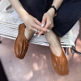 KYLETHOMASW  -  Pleated Retro Casual Flat Shoes Women Loafers Soft Sole Comfort Office Women Shoes Light Soft Leather Brand Ballet Flats Women