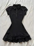 KYLETHOMASW  -  Ruffles Women Dresses Spring Summer Solid Preppy Style Y2k Vestidos Mujer Korean Fashion A-line Vintage Sexy Mini Dress