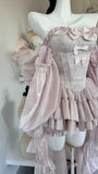 KYLETHOMASW  -  Trailing Tutu Skirt Set Fairy Sweet Princess Style High Waist Bow Slimming Tube Top Birthday Party Dress Lolita Outfits