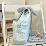 KYLETHOMASW  -  Kawaii Plush Puppy Polka Dot Drawstring Backpack Plaid Flap Mini Bag Light Handheld Shoulder Backpack Student Daily Cute Gift