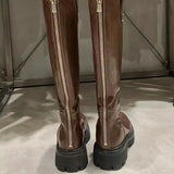 KYLETHOMASW  -  Fashion Womens Shoes Luxury Soft Leather Knight Boots for Woman Exquisite Platform Knee High Boots Designer Shoes Botas Feminina