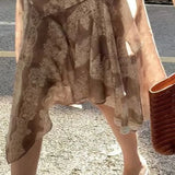 KYLETHOMASW  -  Irregular Lace Skirts Women Ruffles Print Vintage Spring Summer Mini Dress Korean Fashion Versatile Y2k Faldas Mujer