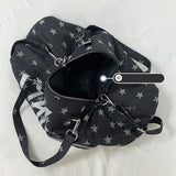 KYLETHOMASW  -  Star Print Bowling Ita Bag Large Capacity Denim Shoulder Bag Clear Window Crossbody Handbag Adjustable Strap Women Casual Bag