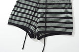 KYLETHOMASW  -  Vintage Striped Knit Shorts Women Drawstring Low Waist Casual Summer Wear