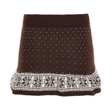 KYLETHOMASW  -  Mini Skirts Women Floral Printed Bandage Slim Stretch Autumn Winter Sexy Knitted Skirt Y2k Grunge Streetwear Ladies