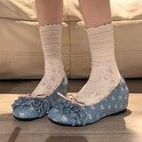 KYLETHOMASW  -  Polka Dot Mary Jane Shoes Women Sweet Ruffle Internal Elevation Shoes Ladies Soft Sole Slip on Daily Comfort Dress Footwear