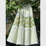 KYLETHOMASW  -  Girl Flower Print Skirt Elegant Lace Patchwork Midi Skirt Women Summer Casual Elastic Waist A-Line Skirt Boho Faldas 405A