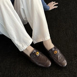 KYLETHOMASW  -  New Women Genuine Calfskin Slip On Round Toe Square Heel Shallow Casual Spring Outdoor Ladies Shoes