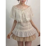 KYLETHOMASW  -  Japanese Daily Casual 3 Piece Matching Suit Women Vintage U Neck Short Sleeve Crop Top Mini Skirt Korean Harajuku Street Outfit
