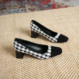 KYLETHOMASW  -  Retro Women's Shoes Exquisite Square Head Shallow High Heels for Woman Elegant French Casual Shoes Designer Shoes Zapatos Mujer