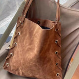 KYLETHOMASW  -  High-capacity Frosted Bandage Shoulder Bags Office Lady Vintage Simple Women Handbags Y2k Aesthetic Fashion Punk Underarm Bag
