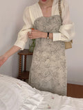 KYLETHOMASW  -  Korean Chic French Fake Two Piece Contrast Color Long Sleeve Slim Waist Lace-up Dresses