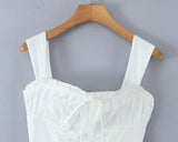 KYLETHOMASW  -  Pretty Girl Summer White Tank Mini Dress Women Elegant Square Neck Sleeveless Dresses Short Holiday Robe Cotton Vestidos