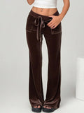 KYLETHOMASW  -  Autumn Winter Lady High Waist Casual Solid Velvet Flared Trousers Autumn Winter Lady High Waist Casual Velvet Flared Trousers