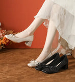 KYLETHOMASW  -  Pumps Women's Butterfly Satin Ballet Shoes Square Head Shallow Mouth Pumps Women's New High Heels Thick Heel Not Tired Feet