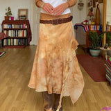 KYLETHOMASW  -  Fashionable Retro Smudged Chiffon Skirt Ruffled Loose Loose Hanging Hot Girl Irregular