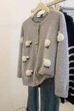 KYLETHOMASW  -  Sweet Hot Girl Three-dimensional Lamb Knitted Cardigan Women's Autumn-winter Thickened O-neck Long-sleeved Loose Sweater