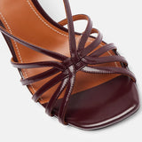 KYLETHOMASW  -  Narrow Band Wedges Leather Sandals Sexy Square Toe Corss Tied Back Straps Customized New Arrivals Fashion Women Modern Shoes
