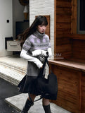 KYLETHOMASW  -  Vintage Print Sweater Vest Women Half Turtleneck Knitted Pullover Waistcoat Aesthetic Short Sleeve Knitwear Korean Jumpers