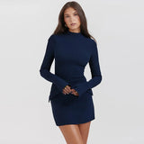 Kylethomasw  Elegant Solid High Waist Mini Dress For Women Fashion Pocket Long Sleeve Bodycon Dresses 2023 New Chic Party Club Dress Robes