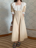 KYLETHOMASW  -  Summer Vintage Robe Courtly Style Square Collar Splicing Lace Dresses for Women Waist Slim Puff Sleeve Dress Vestidos