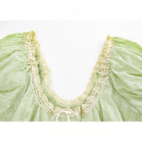 KYLETHOMASW  -  Sweet Girl Fresh Lace Puff Short-sleeved Shirts Women's Summer Bow Lace-up Slim Short Temperament Pullover Tops Female Clothing