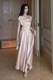 KYLETHOMASW  -  Bias Cowl Neck Maxi Skirt Set  Acetate Look Satin Co Ord Lengthened Silhouette Fluted Hem