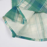 KYLETHOMASW  -  Fashion Y2k Lace Spliced Plaid Prints Women Shirts Shorts Sleeves Retro Chic Design Summer Polo Blouses